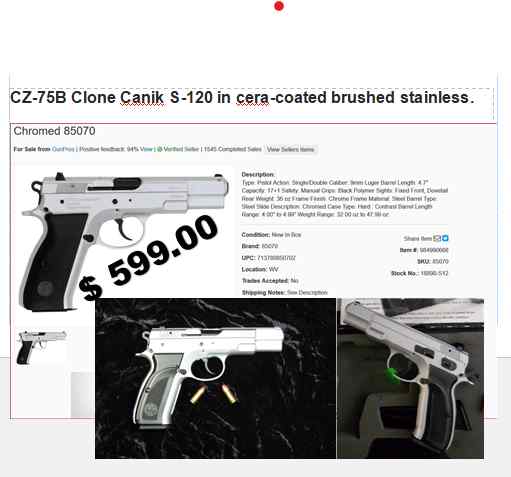 CZ-75B Clone Canik S-120 brushed stainless